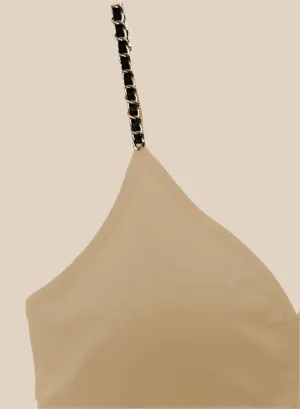 Gold/Black Chain(attached to nude plunge bra)