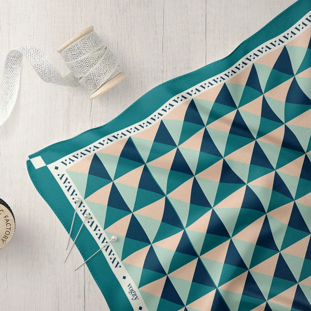 Green Geometric Digital Print Ultra Muslin Scarf