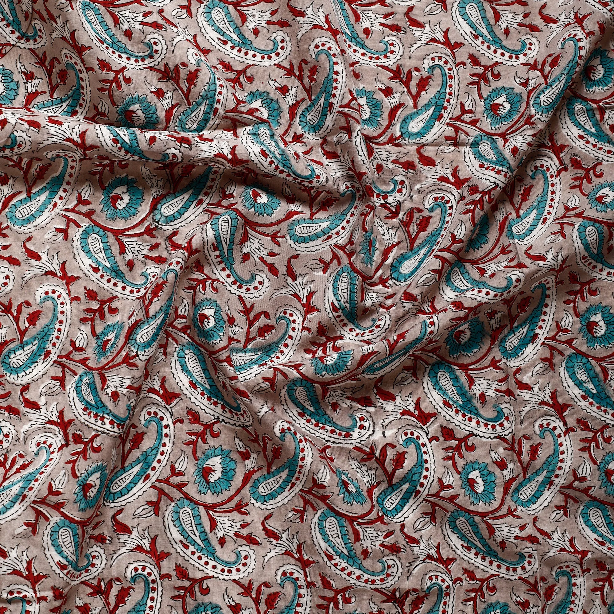 Grey - Sanganeri Block Printed Cotton Precut Fabric (0.7 meter) 35