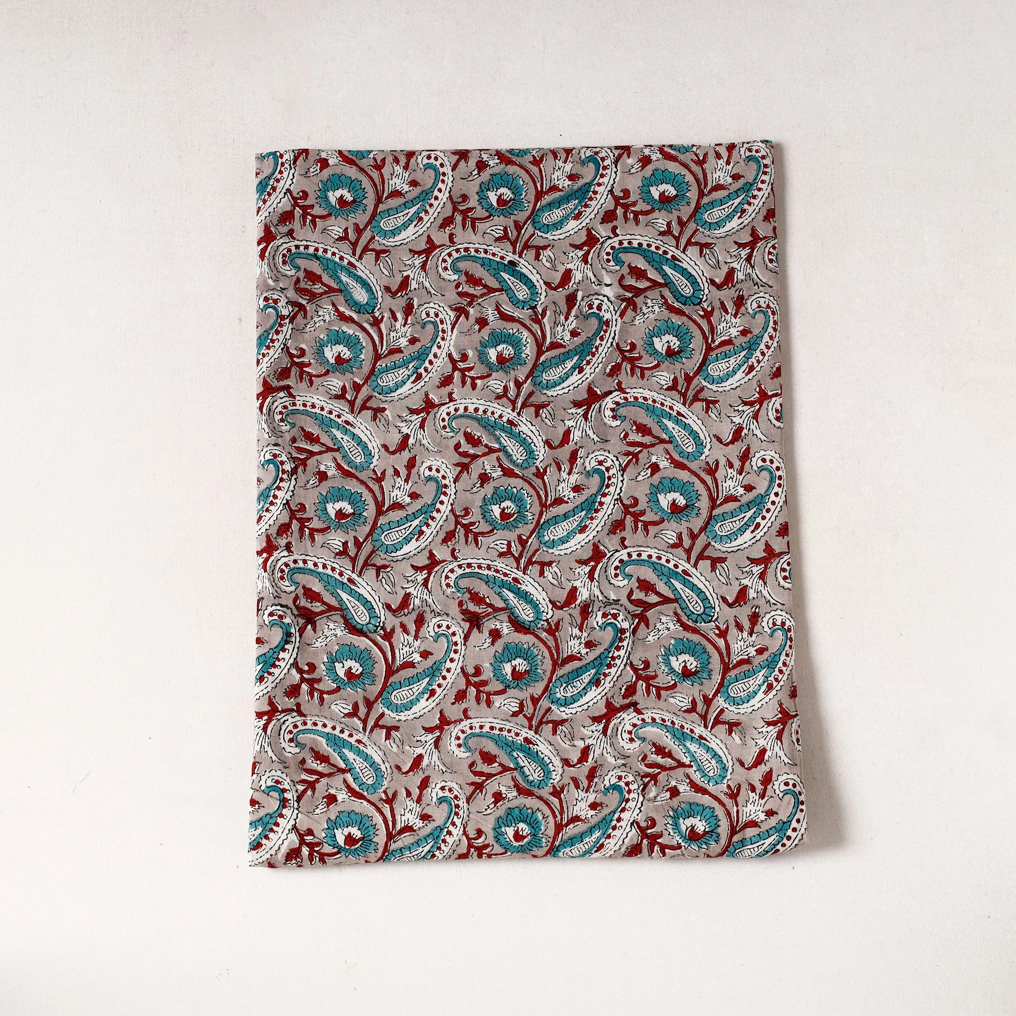 Grey - Sanganeri Block Printed Cotton Precut Fabric (0.7 meter) 35