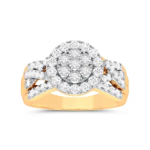 Halo Ring with 1.00ct of Diamonds in 9ct Yellow Gold