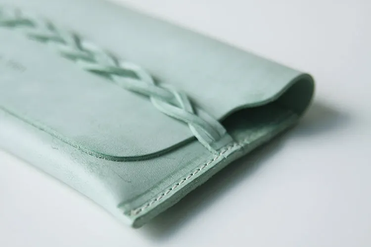 Handmade Womens Green Leather Wallet Slim Leather Wallets for Women
