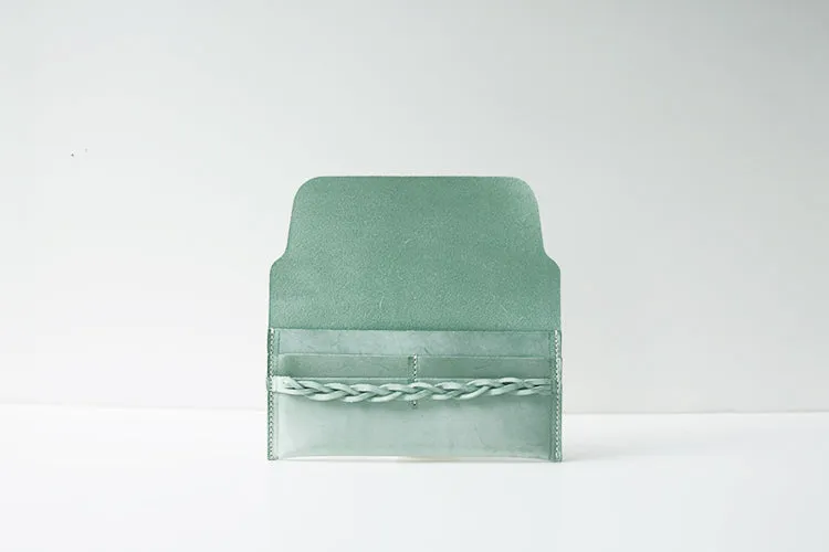 Handmade Womens Green Leather Wallet Slim Leather Wallets for Women