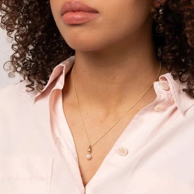 Knife Edge Bale Pearl 9ct Yellow Gold Pendant GP1012W