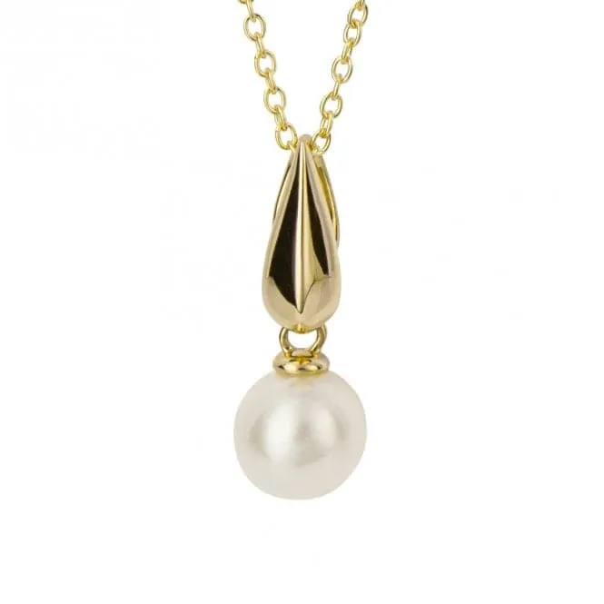 Knife Edge Bale Pearl 9ct Yellow Gold Pendant GP1012W