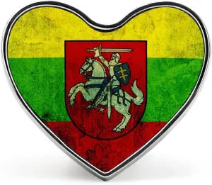 Lithuanian Flag Brooch Heart Pins Badge Stylish Collar Pin for Clothing Bag Jacket Accessories