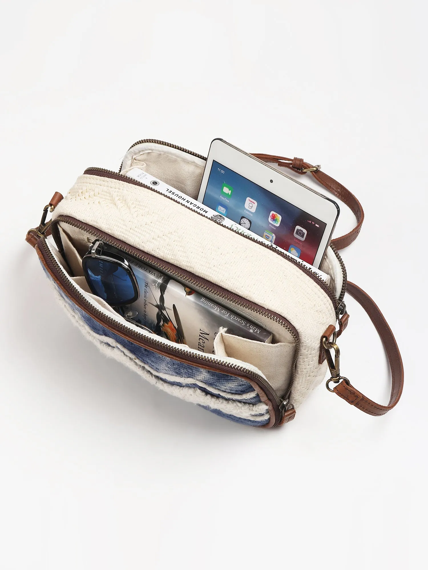 LUIGINA - COTTON & LEATHER  SLING BAG
