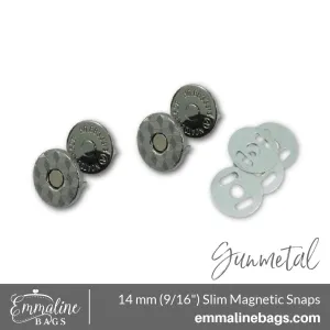 Magnetic Snap Closures: 9/16" (14 mm) SLIM in Gunmetal (2 Pack)