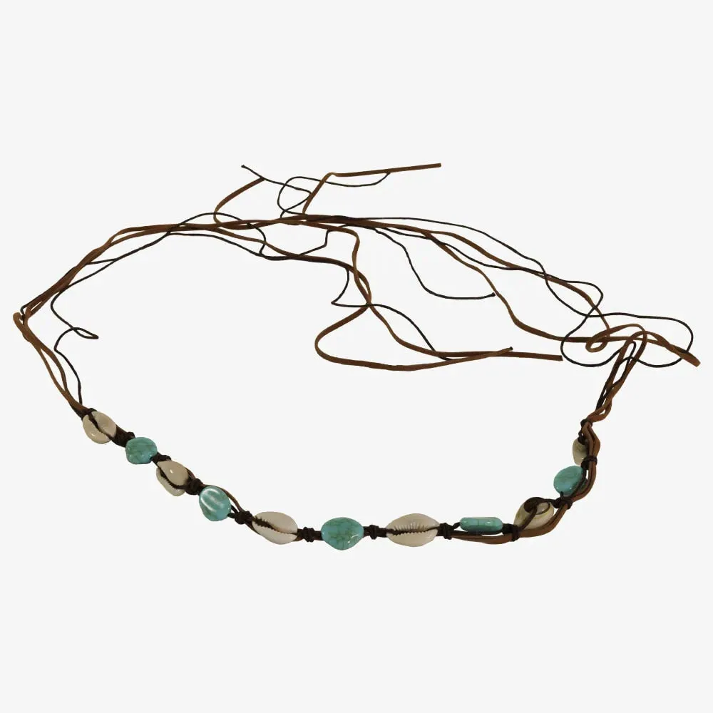 Marin | Suede Hat Band with Ivory Shells and Opal Stones