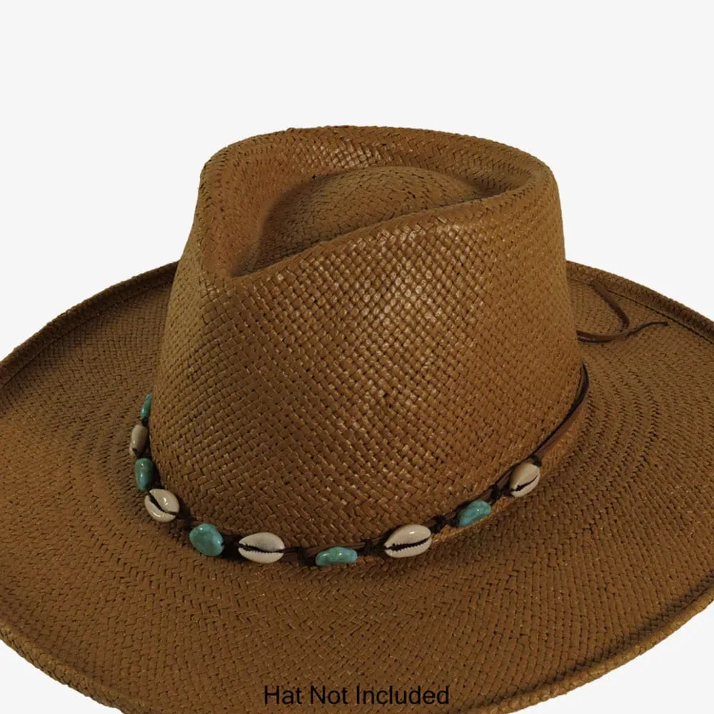 Marin | Suede Hat Band with Ivory Shells and Opal Stones