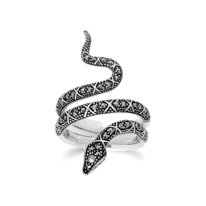 Markasit Ring, Sterlingsilber 0.50 Markasit Kunst Nouveau Schlangenring