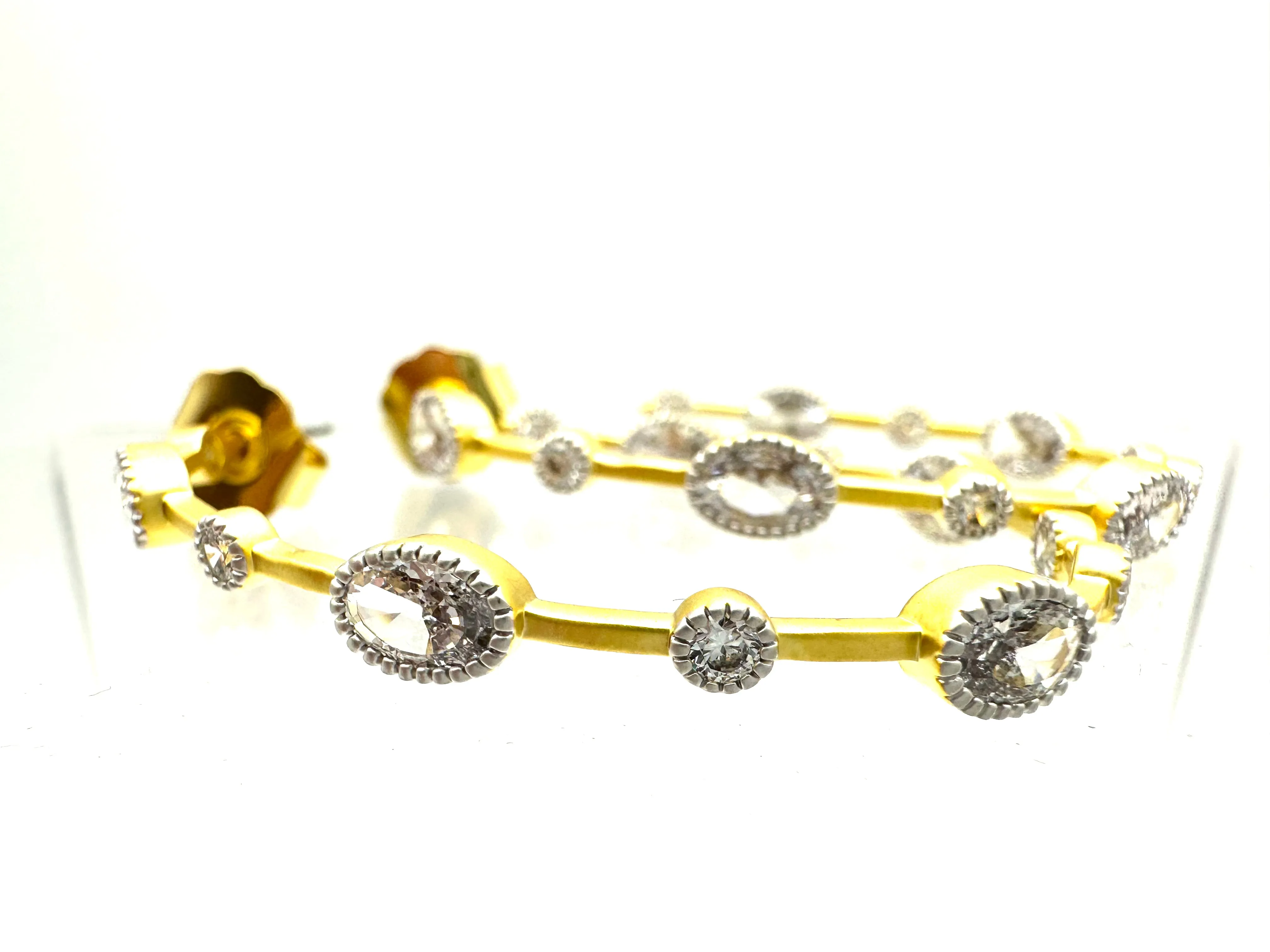 Matte Gold Oval CZ Hoops