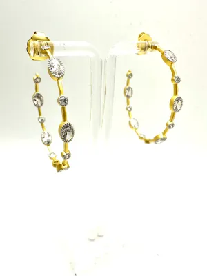 Matte Gold Oval CZ Hoops