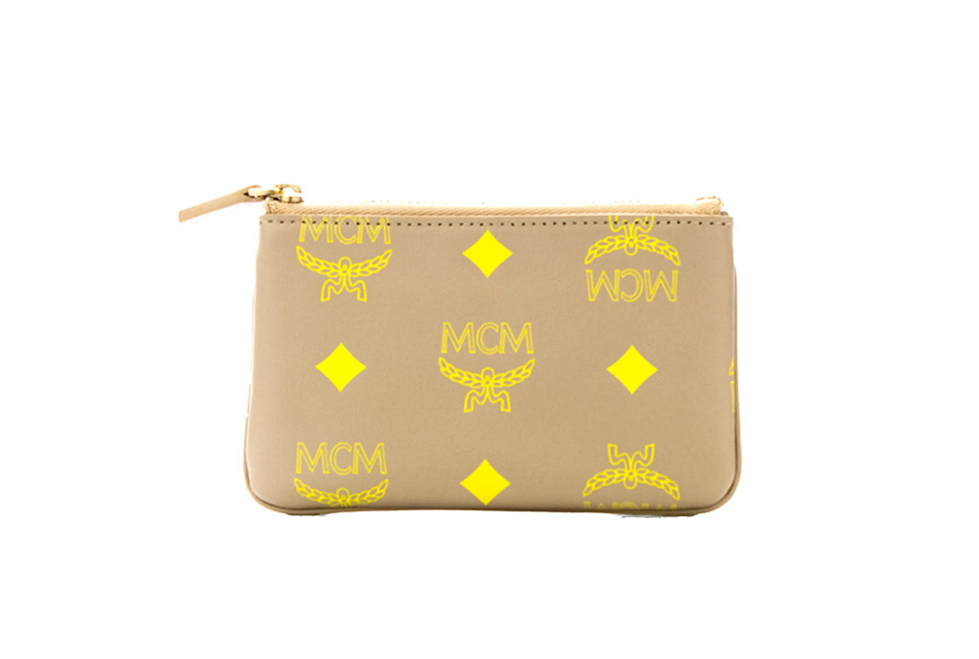 MCM Color Splash Leather Key Ring Zip Wallet