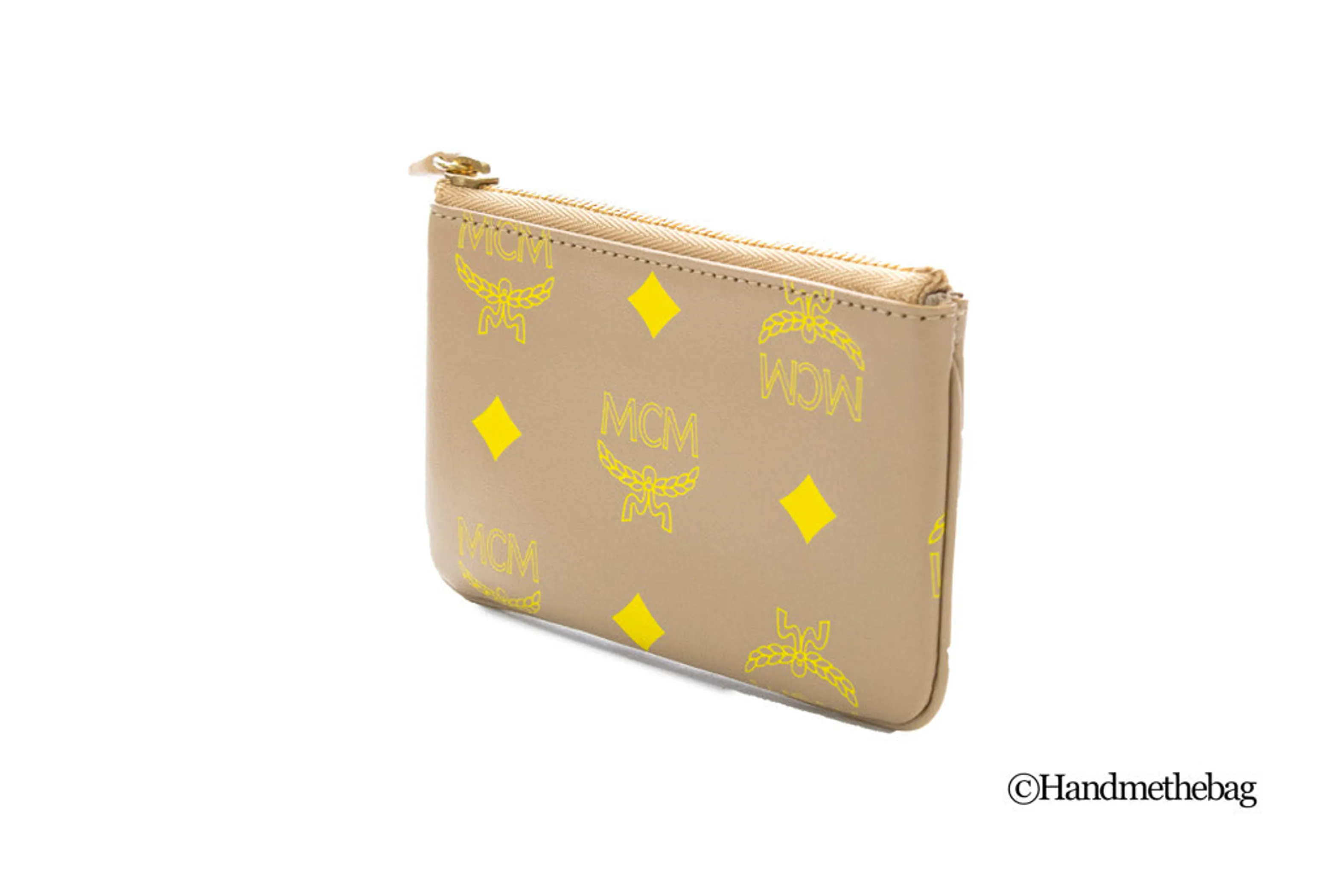 MCM Color Splash Leather Key Ring Zip Wallet