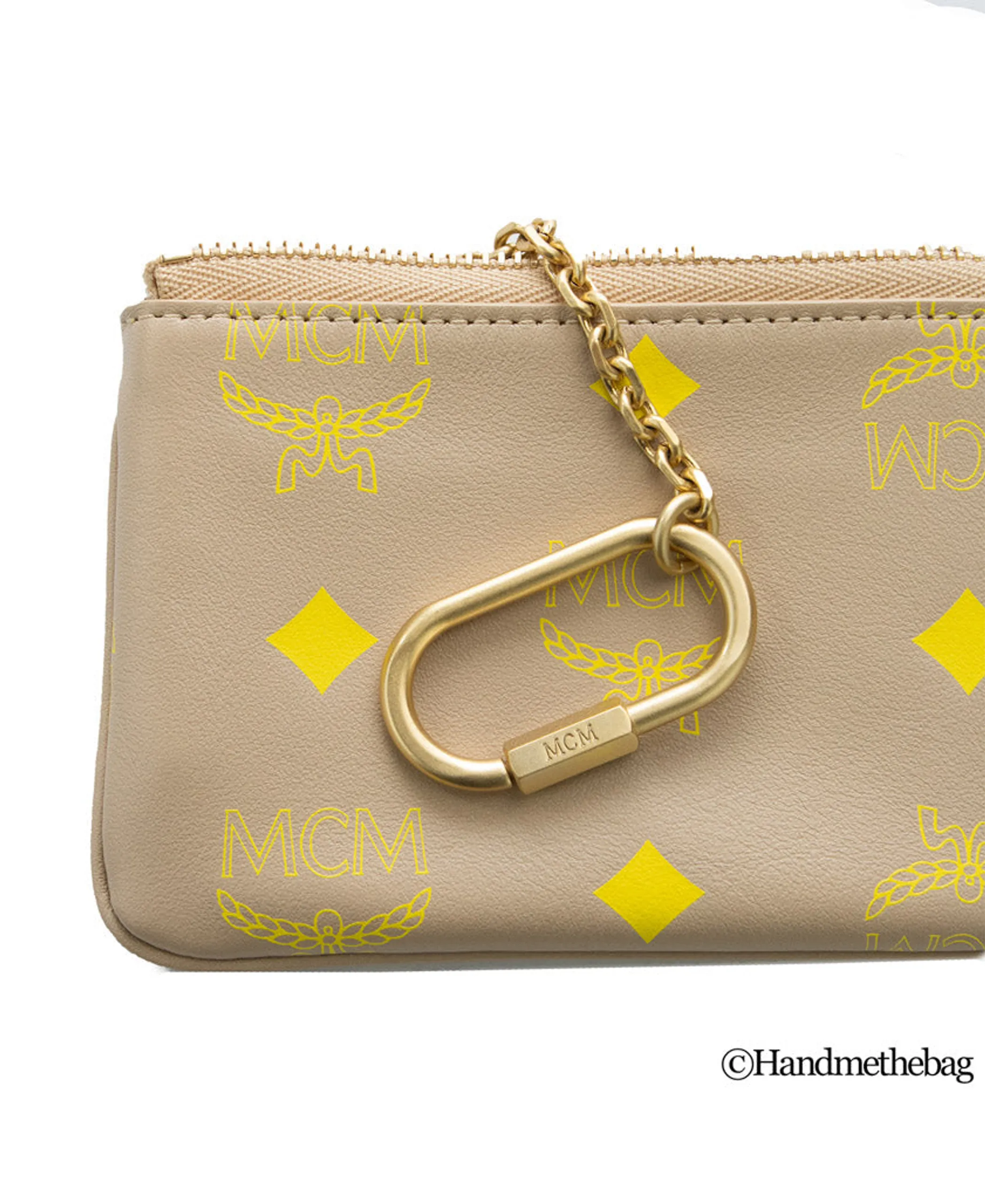 MCM Color Splash Leather Key Ring Zip Wallet