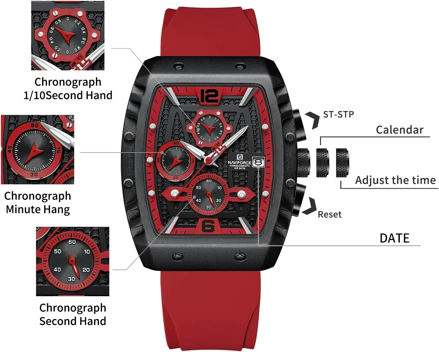 NAVIFORCE Men Quartz Watch Auto Date Week Business Dress Analog Wrist Watches