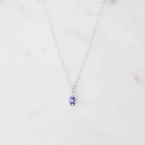 Oval Tanzanite with Milgrain Edge Necklace - Sterling Silver