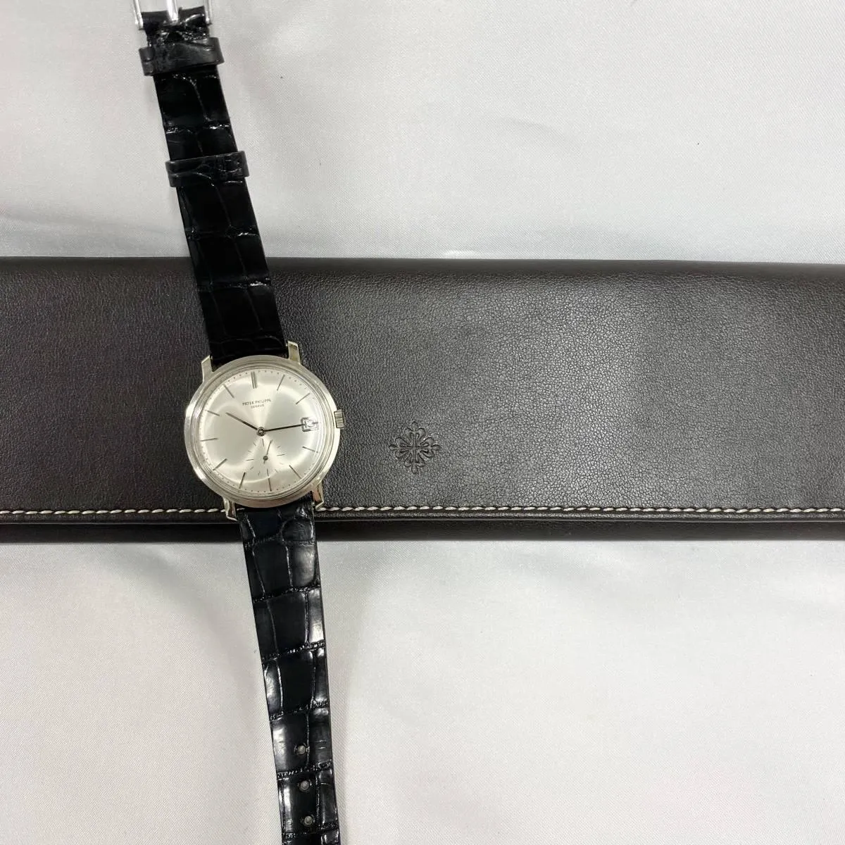 Patek Philippe 3445 Calatrava Small Second Date Automatic 18K White Gold