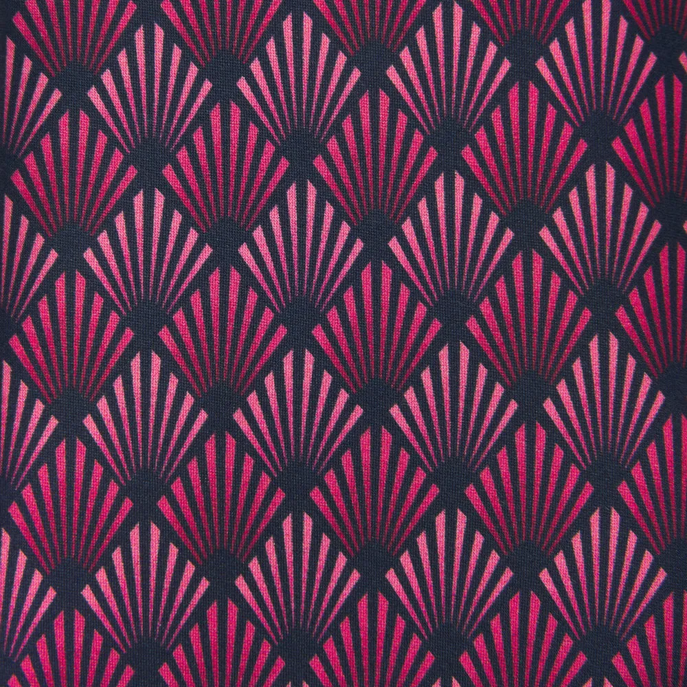 Pink and Blue Art Dèco Motif Satin Silk Tie