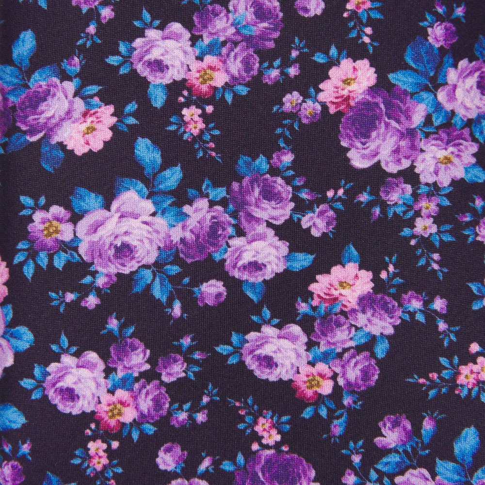 Purple Floral Garden Duchesse Silk Tie