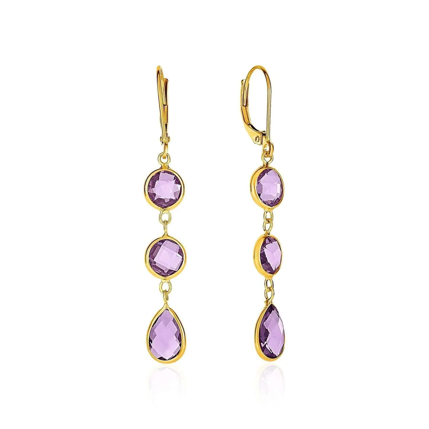Round and Pear-Shaped Amethyst Earrings