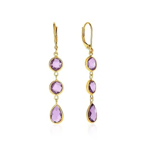 Round and Pear-Shaped Amethyst Earrings