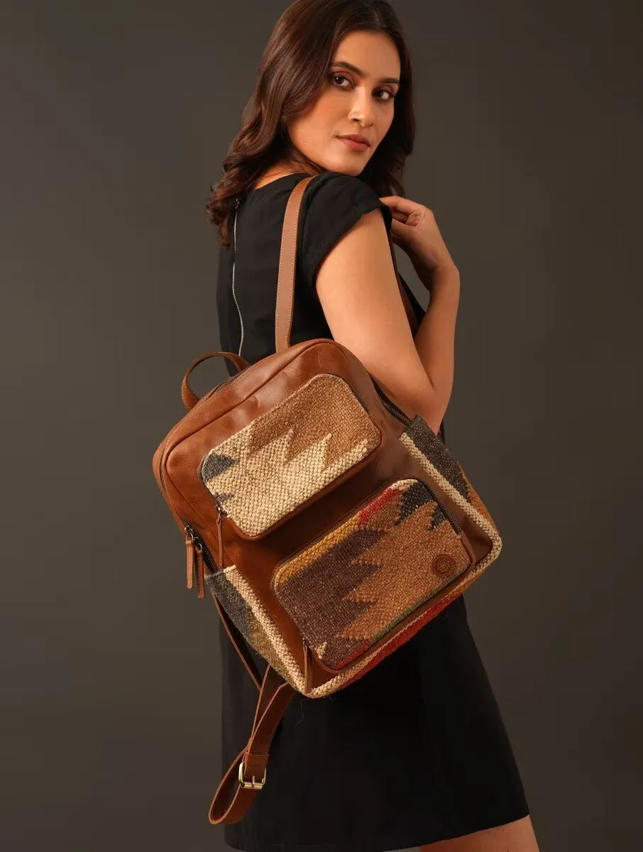 SABRE  - LEATHER AND KILIM BACKPACK