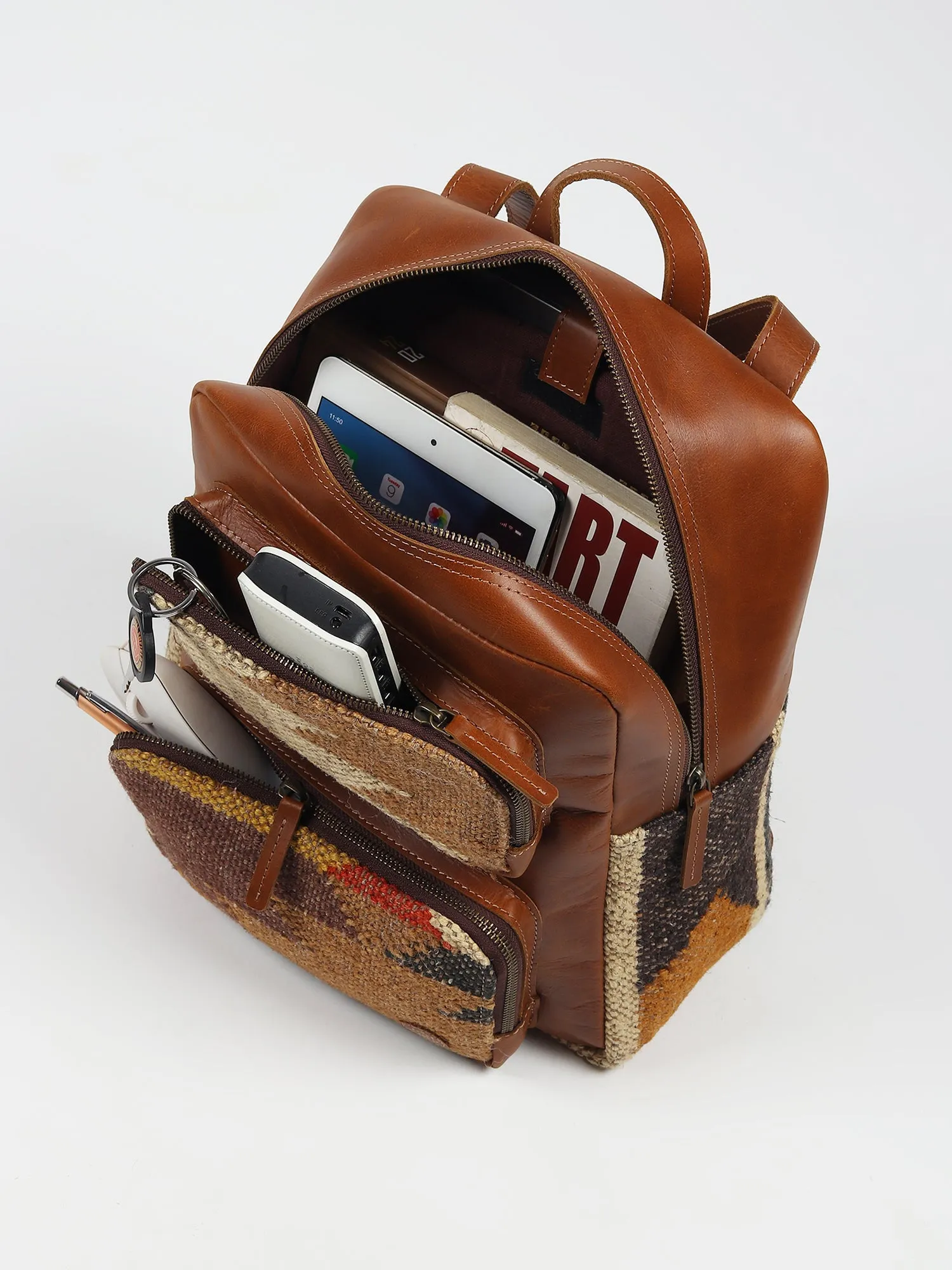 SABRE  - LEATHER AND KILIM BACKPACK