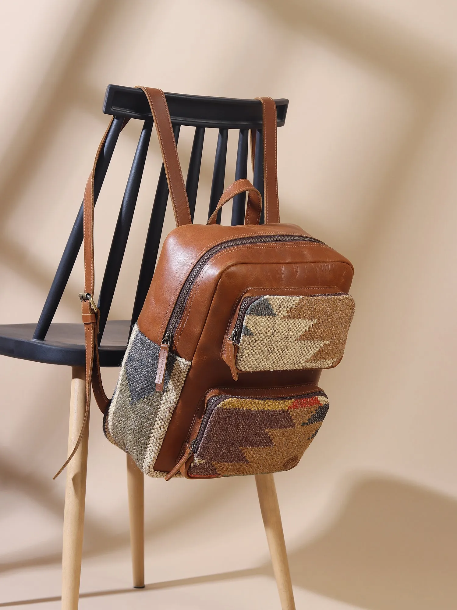 SABRE  - LEATHER AND KILIM BACKPACK