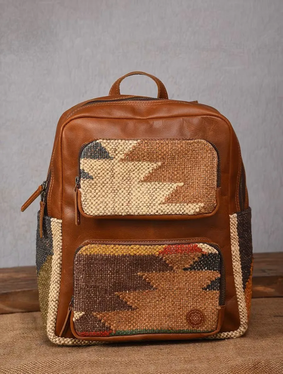 SABRE  - LEATHER AND KILIM BACKPACK