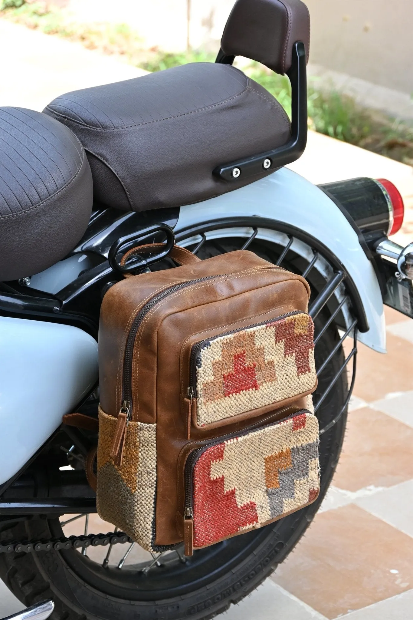 SABRE  - LEATHER AND KILIM BACKPACK