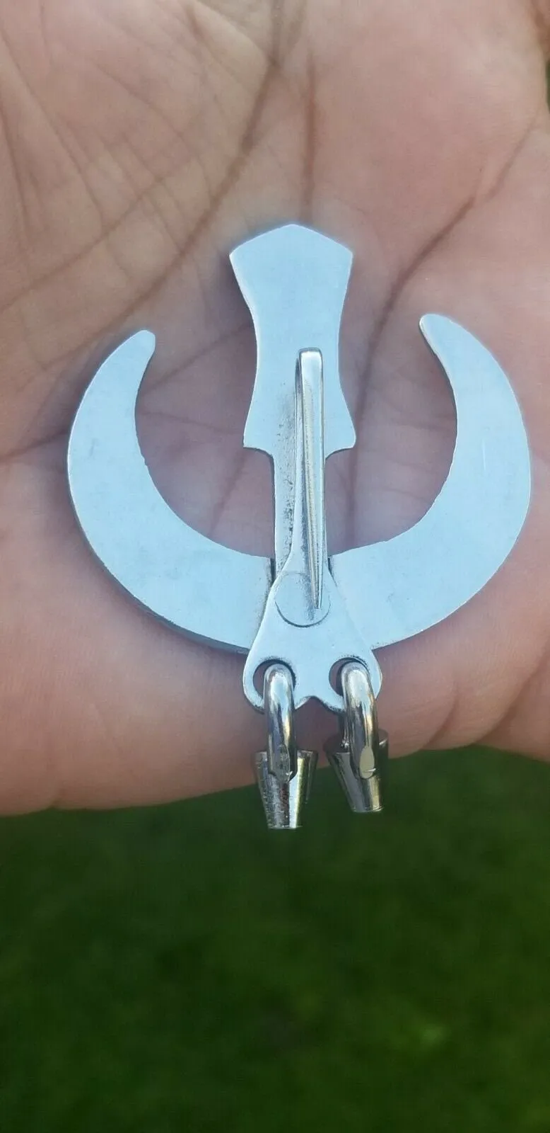 Sarbloh chand tora hand made punjabi sikh singh kaur khanda pin brooch gift bbb2