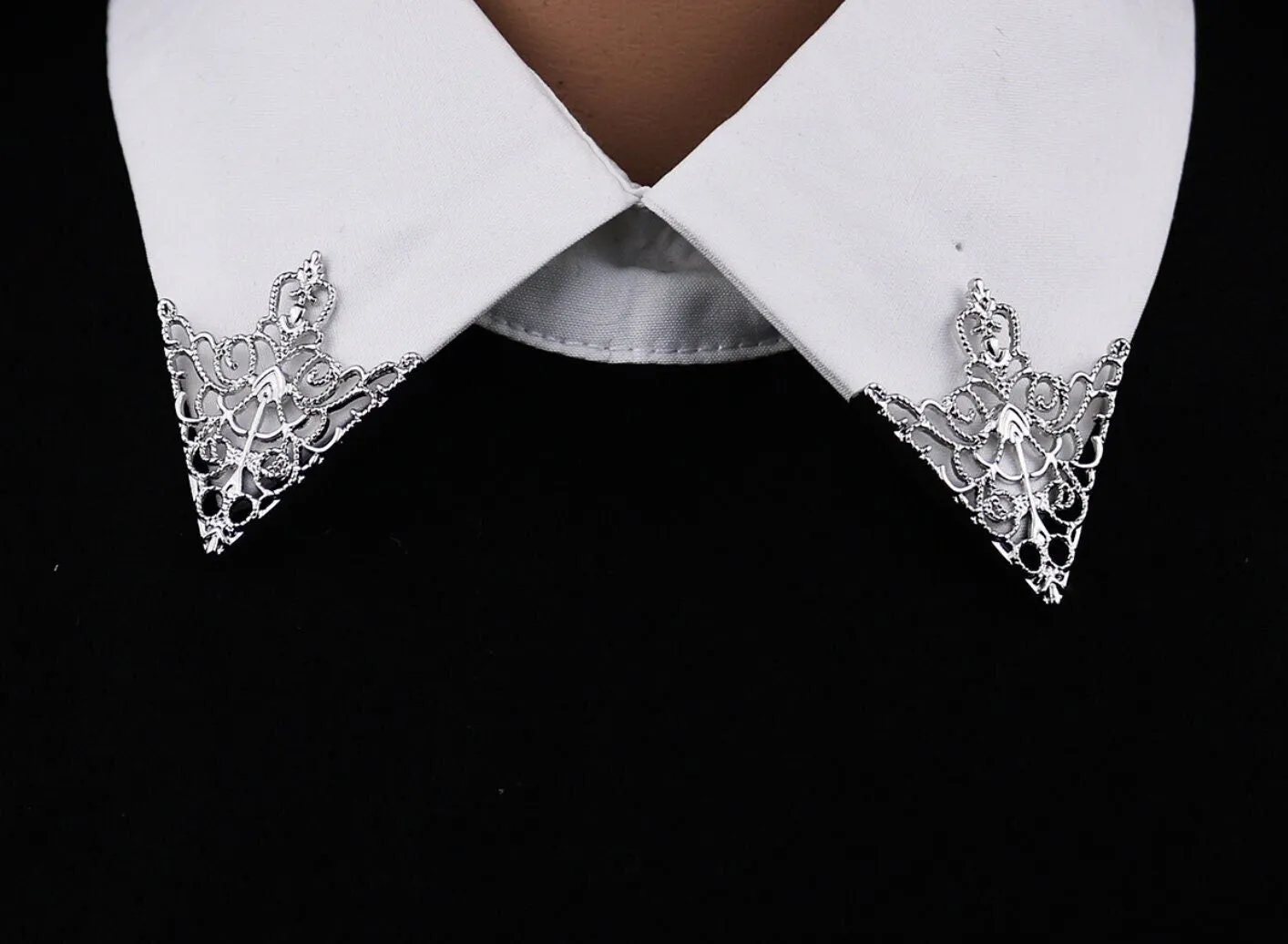 Silver gold plated triangle designer collar pin creative shirt brooch gift ggg3