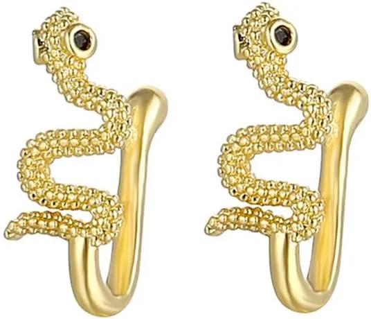 Snake Fake Nose Rings for Women Girls Stainless Steel Nose Cuff Clip On Nose Rings Sparkling Non-piercing Nose Jewelry Hypoallergenic