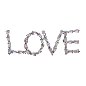 Stunning Baguette Cut CZ Accent Initial LOVE Pin Brooch Symbolism Jewelry