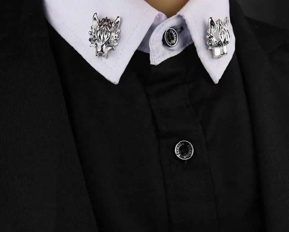 Stunning silver plated vintage look wolf collar chain christmas brooch pin b13