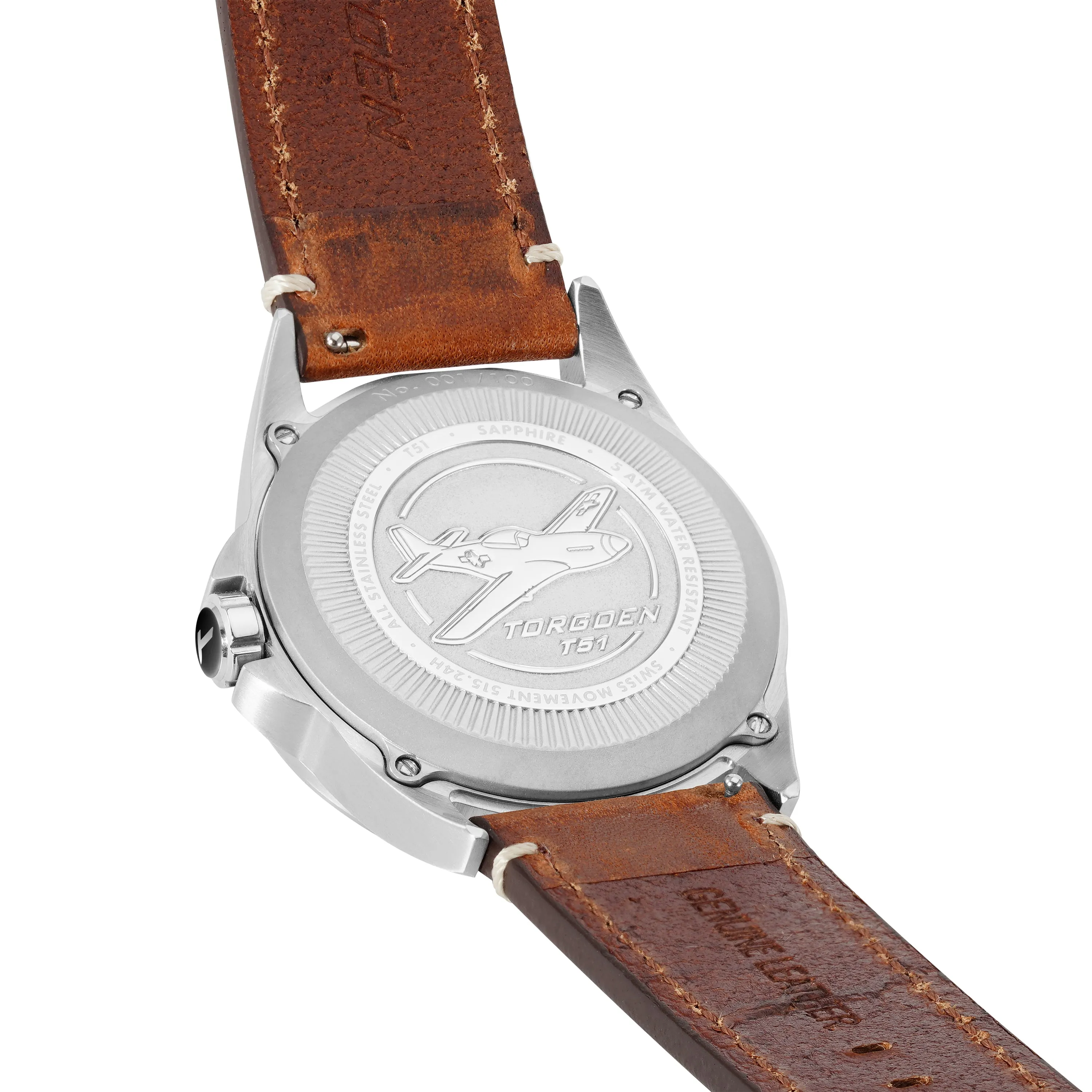 T51 Mustang | 44mm, Brown Leather Strap