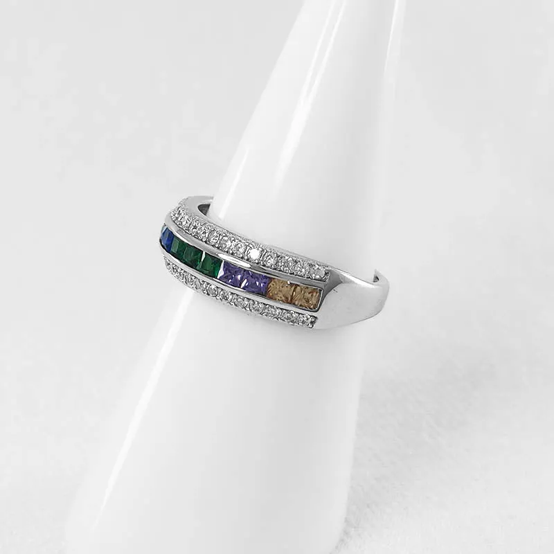 Tapered Chakra CZ Ring