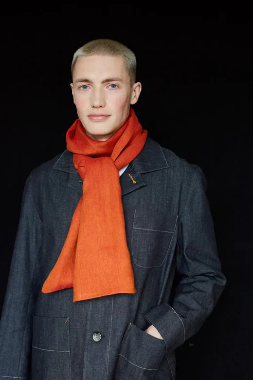 The STABLE Irish Linen Scarf - Orange Herringbone