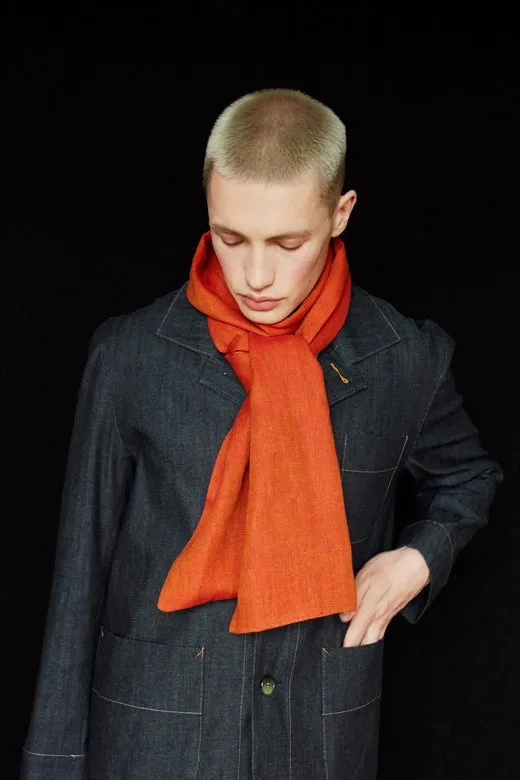 The STABLE Irish Linen Scarf - Orange Herringbone
