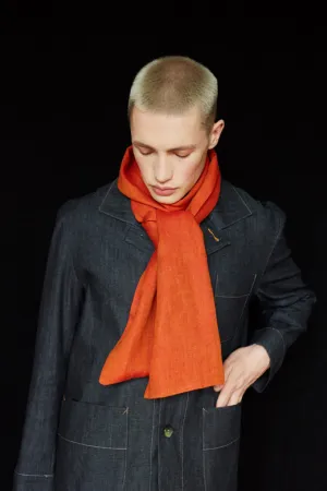The STABLE Irish Linen Scarf - Orange Herringbone