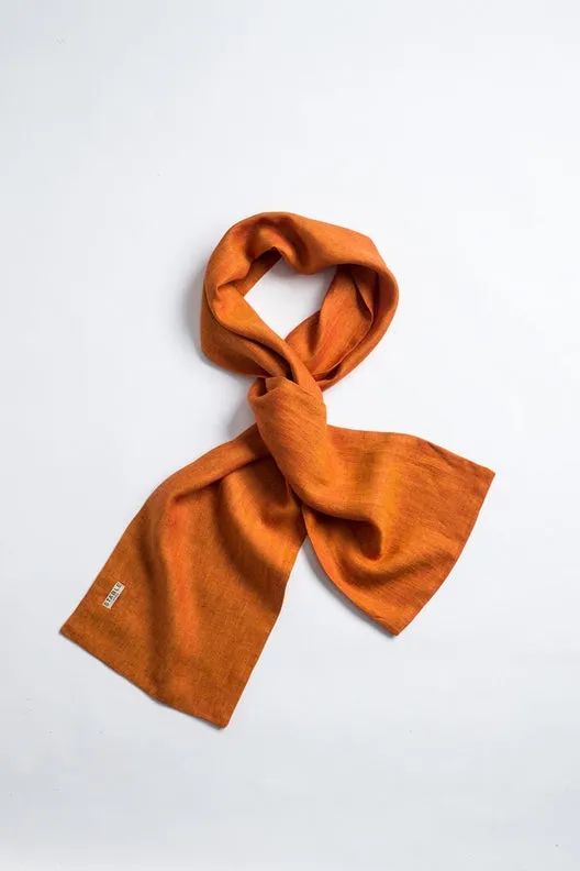 The STABLE Irish Linen Scarf - Orange Herringbone