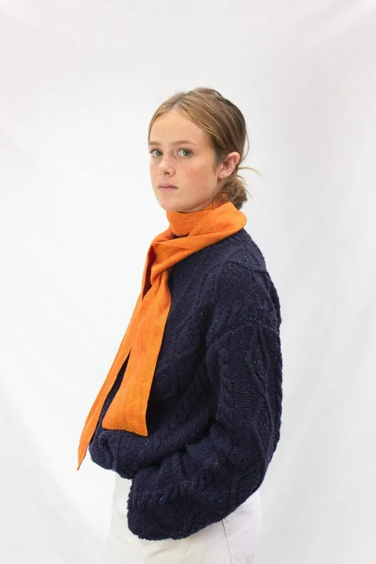The STABLE Irish Linen Scarf - Orange Herringbone
