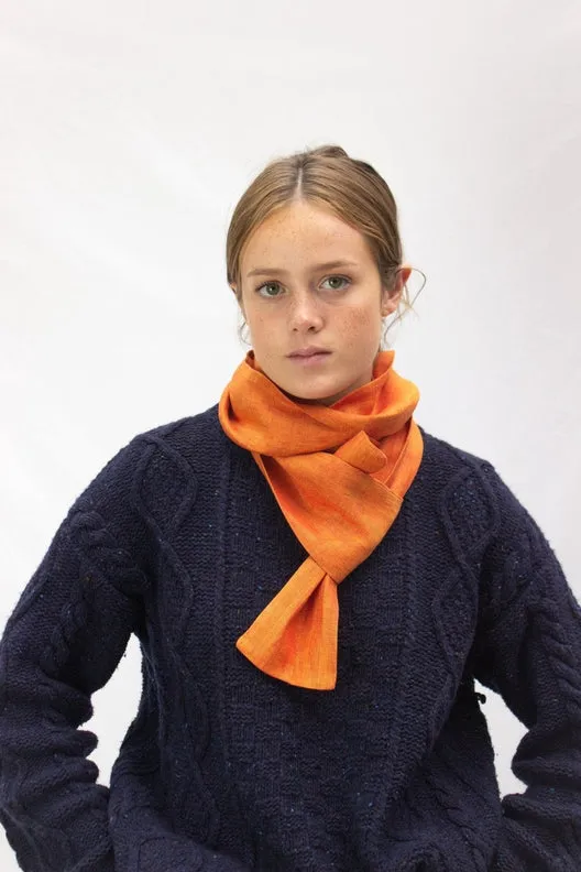The STABLE Irish Linen Scarf - Orange Herringbone