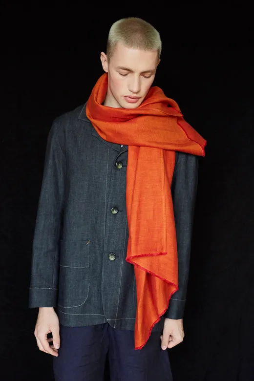 The STABLE Irish Linen Scarf - Orange Herringbone
