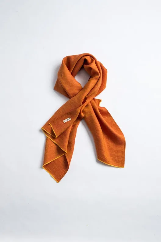 The STABLE Irish Linen Scarf - Orange Herringbone