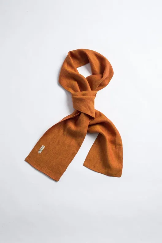 The STABLE Irish Linen Scarf - Orange Herringbone