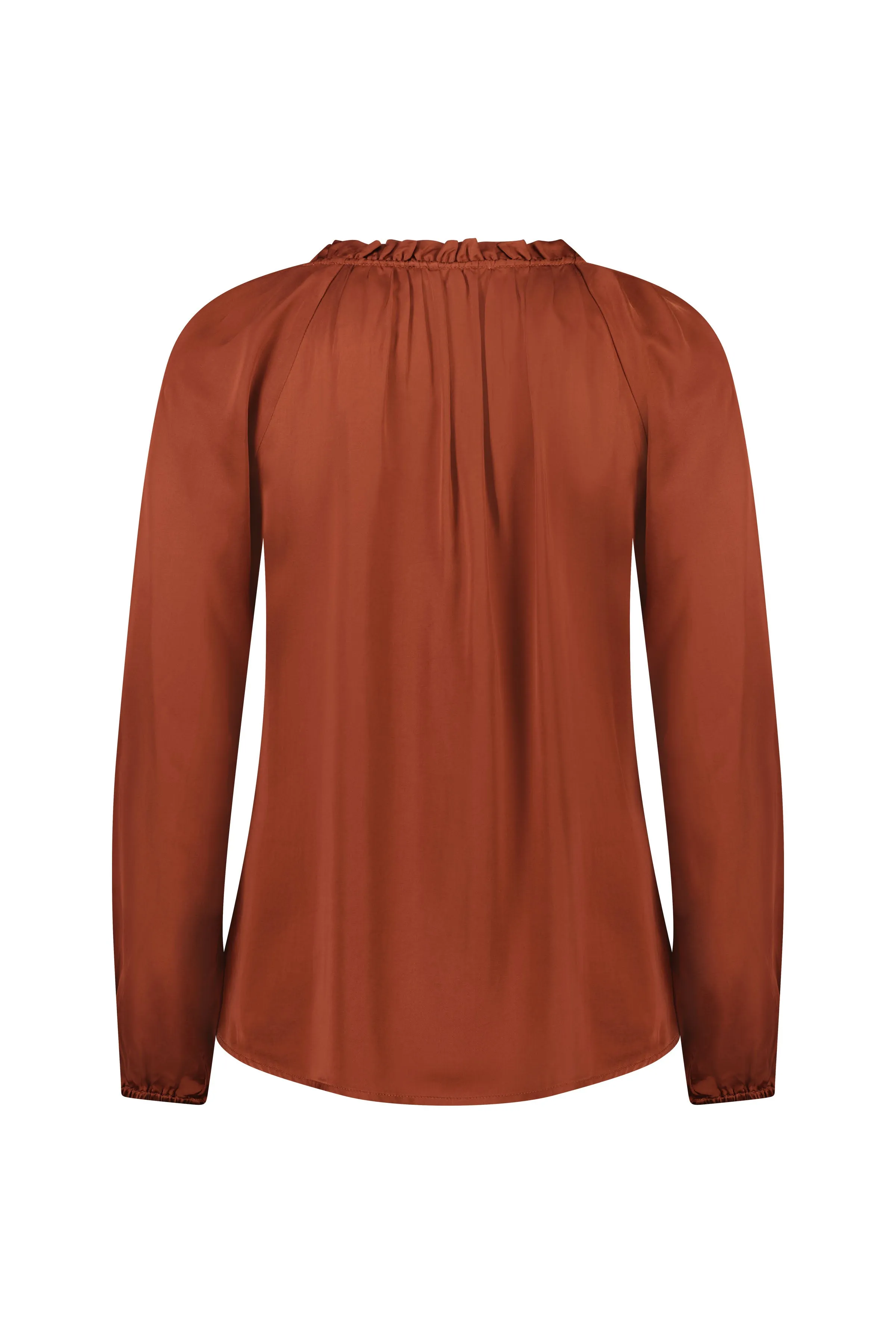 Vassalli V Neck Top with Front Frills and Neck Ties