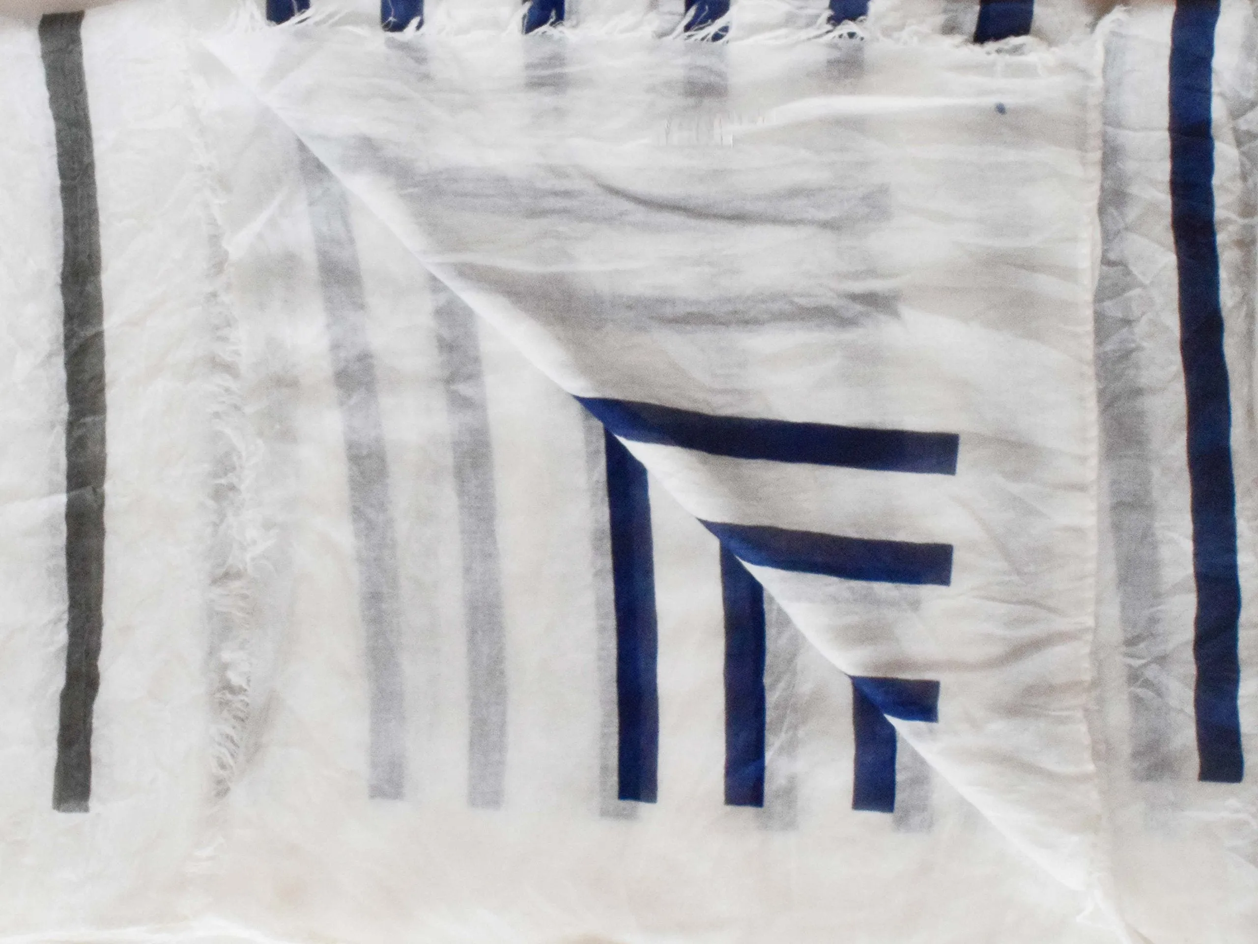 Vertical Striped Fading Eyelash Fringe Shawl Scarf